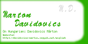 marton davidovics business card